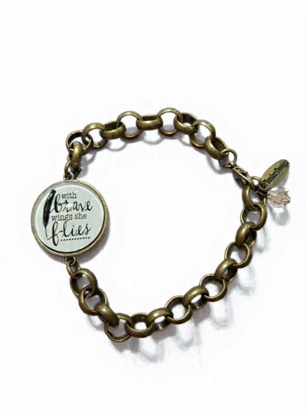 Plunder Chain Charm Bracelet  Inspirational With Brave Wings She Flies Up To 9"
